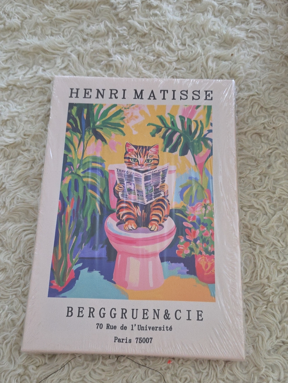 Matisse Vibrant Cat Poster in Pink, Yellow, Green and Blue